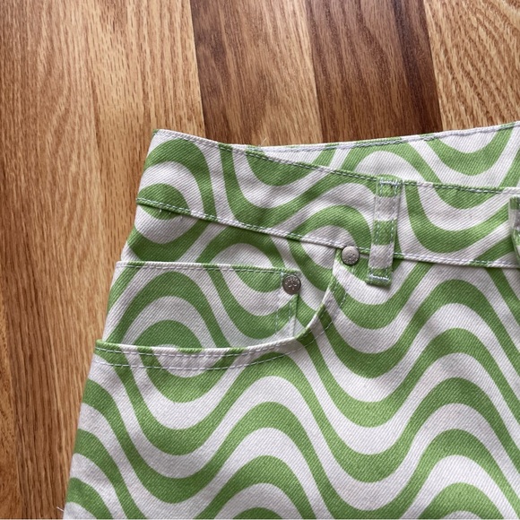 The Ragged Priest Wave Wide Leg High Rise Denim Jeans White & Lime Size 30, 6/8 - Picture 8 of 12